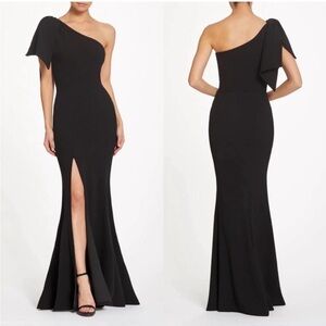 Dress the Population Elegant Black One-Shoulder Maxi Dress